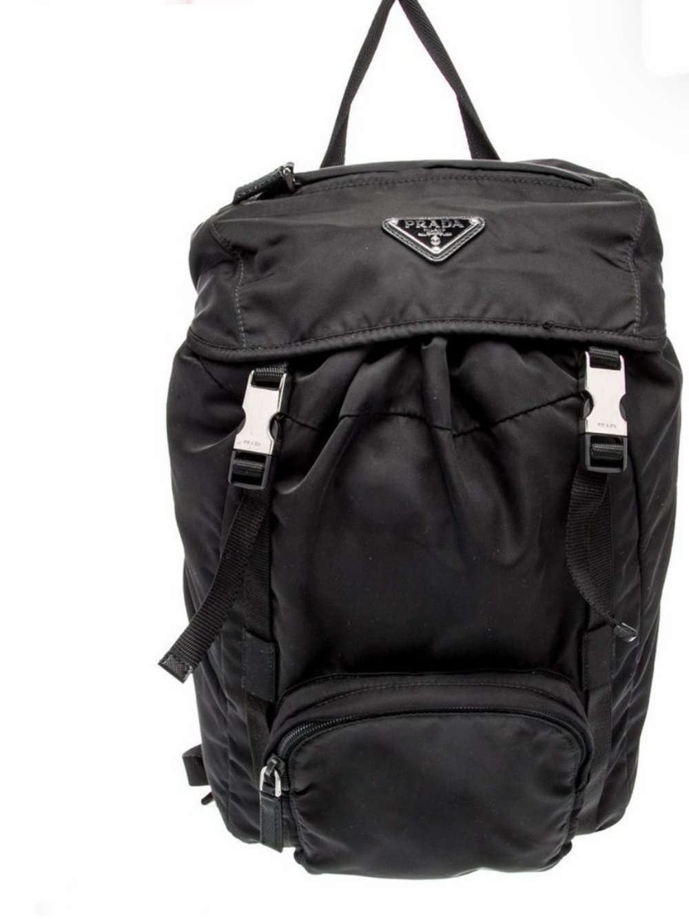 Prada Black Tessuto Nylon Montagna Double Buckle Backpack